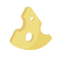 illustration with a piece of cheese. Image of a multi colored slice of holey cheese isolated on a white background. Colored logo. vector