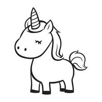 Unicorn Outline Design, Unicorn Clipart, Cute Unicorn illustration in black and white vector