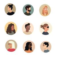 Set Of Collection simple portrait icons illustration vector