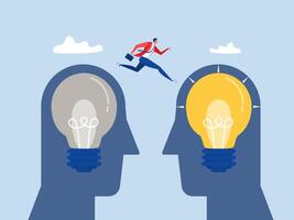 Business transformation new thinking,Smart businessman jump from old to new shiny lightbulb idea.change management or transition to better innovative company, vector