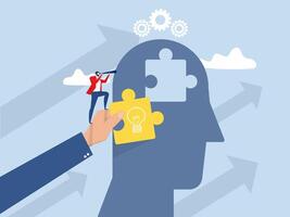 upskilling learn concept with businessman learning new things to increase career ,motivation and success. Upskilling learn as work educational qualification rise tiny person concept. vector