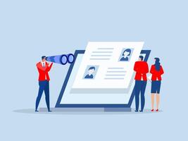 HR Human Resources find people,businessman HR look through binoculars to find candidate people.Searching for candidate concept of recruitment and human resources vector