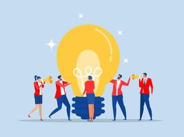 Innovation idea to drive team success,business people teamwork help carry big smart lightbulb innovation idea.Innovation idea to drive team success, invention help company achieve goals vector