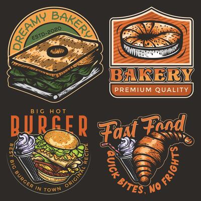 Bakery Shop, fast food labels
