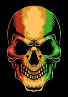 Isolated skull head with Red Yellow Green color on black background vector