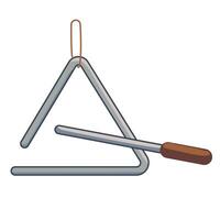 Triangle is a musical instrument from the percussion family. metal idiophone with a mallet in a flat style. Used in Mauritius for Sega music. vector