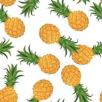 seamless pattern with pineapples on white background. Perfect for printing on textiles, Hawaiian style holiday clothes. Summer party design background. Tropical fruit in flat style. vector