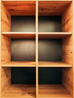 Empty bookshelf as mockup copy space photo
