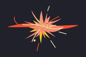 illustration of a supernova explosion in flat cartoon style. A bright and dynamic cosmic event with fiery colors and debris,for astronomy and space-themed designs, Big Bang and cosmic phenomena vector