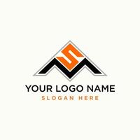 Logo design graphic concept creative premium stock letter initial SM or MS font badge top down triangle. Related monogram typography branding vector
