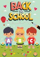 back to school flyer design with children vector