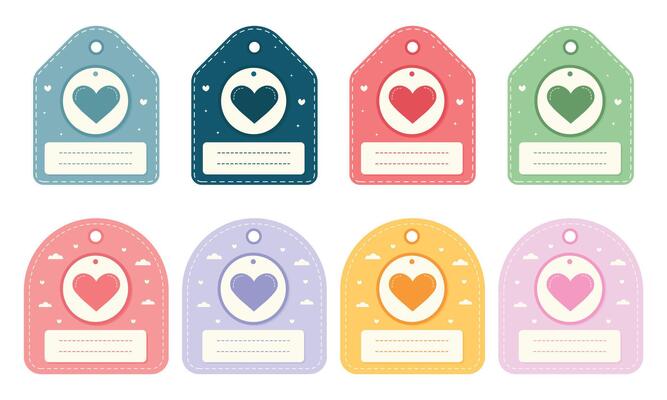 set of tags for baby clothes flat design isolated on white bacground