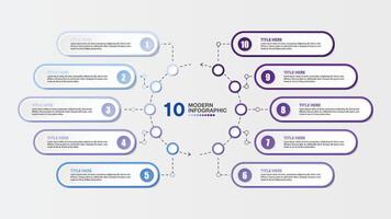 Basic infographic template with 10 steps, process or options. vector