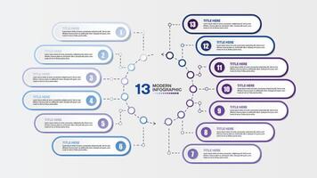Basic infographic template with 13 steps, process or options. vector