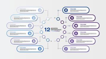 Basic infographic template with 12 steps, process or options. vector