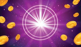 a bunch of dollar flying gold coins are on a background. vector
