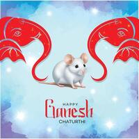 Happy Ganesh Chaturthi celebration banner design with mouse vector