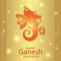 illustration of Happy illustration of Happy Ganesh Chaturthi on golden background. vector