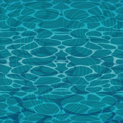 a blue water surface with a pattern of waves in the middle.