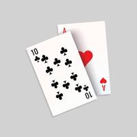 a pair of playing cards with one being red. vector