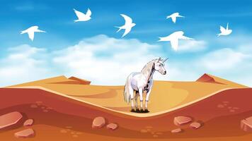 a unicorn is standing in the desert. vector