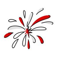A flat illustration of a fireworks display of flying droplets, made in the form of stripes of red and white, stylized under the Canadian flag. Fireworks from flying droplets, an explosion vector