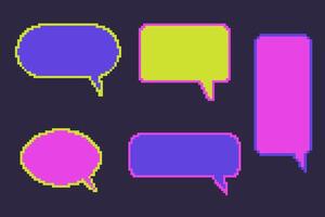 Speech bubble pixel art for game chat and dialogue message. Retro digital balloon box frame. Comment windows set. vector