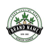 radish logo design. fresh radish concept, for farmer or farm shop. vector
