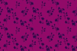 hand drawing elegant tiny florals stem seamless pattern. Abstract artistic branches with small flowers print on a burgundy background. Simple nature ornament for design, fashion, fabric vector