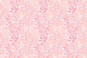 Pastel pattern with creative branches abstract shapes leaves. Stylized artistic botanical contemporary seamless printing on a pink background. hand drawing illustration. Designs for fabric vector