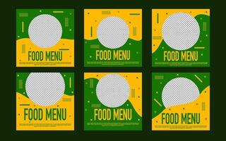 social media post design with green and yellow colors for business, and promotions. vector