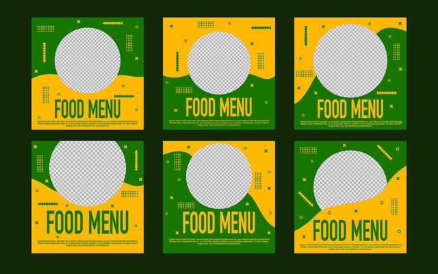 social media post design with green and yellow colors for business, and promotions.