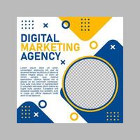 Digital marketing agency banner in yellow, blue, and white colors suitable for web banners, social media posts, and digital marketing campaigns. vector