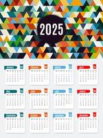 2025 Calendar design with Geometric Triangle Grunge Pattern Abstract background vector