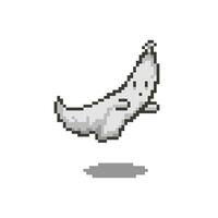 Ghost figure pixel art style, 8 bit character. Isolated illustration vector