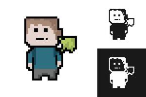 Set of pixel characters in different colors. Isolated illustration. vector