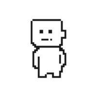 Pixel art character. Black and white colors. 8bit retro element. illustration vector