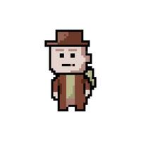 Pixel art 8-bit character. Isolated illustration vector