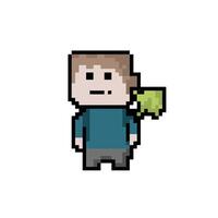 Pixel art style 8-bit character. Isolated illustration vector