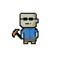 Miner pixel art style characters. Isolated illustration. vector