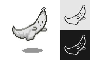 Ghost figure pixel art style, 8 bit character. Isolated illustration vector