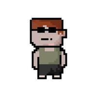 Pixel art character. 8-bit retro elements. illustration vector