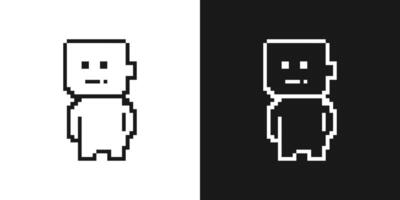 Pixel art character. Black and white colors. 8bit retro element. illustration vector