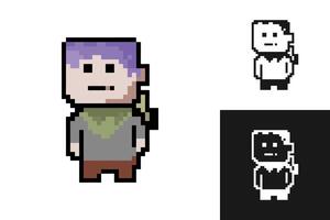 Set of pixel characters in different colors. Isolated illustration. vector