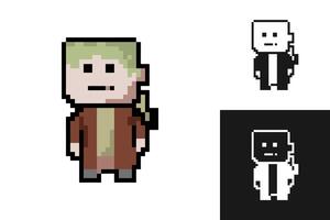 Set of pixel characters in different colors. Isolated illustration. vector