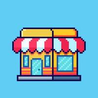 Pixel art store building game asset design vector
