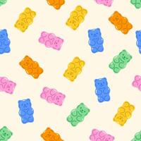 Seamless pattern of colorful gummy bears. graphics. vector
