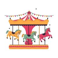 Carousel with horses isolate on white background. graphics. vector