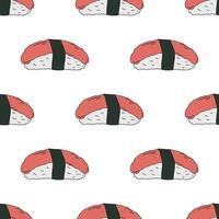 Seamless pattern with sushi for decorative print, wrapping paper, menu, wallpaper and fabric vector