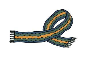Knitted scarf doodle Hand drawn winter accessories Single design element for card, print, design, decor vector